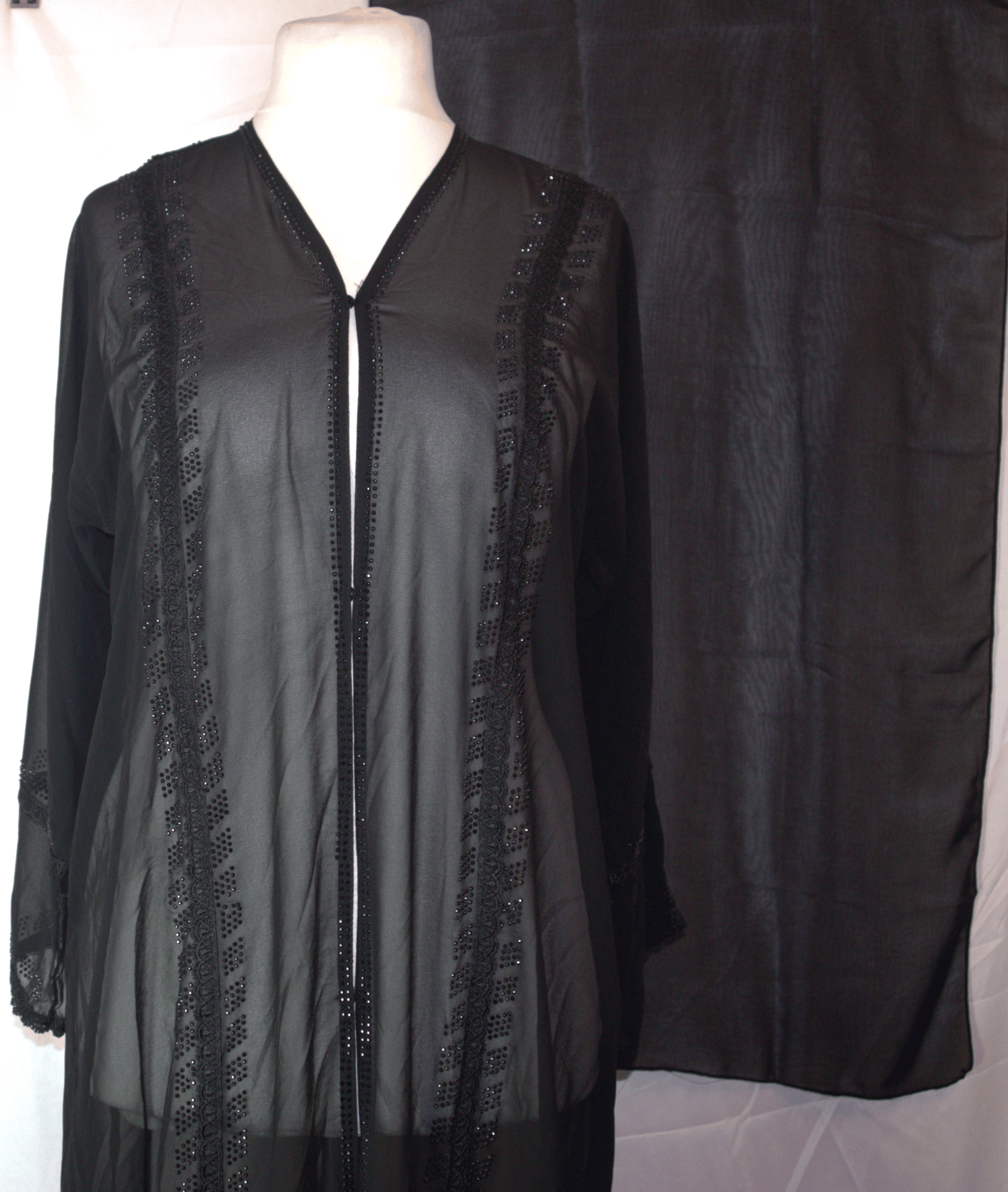 Open Abaya Black with Hijab 
