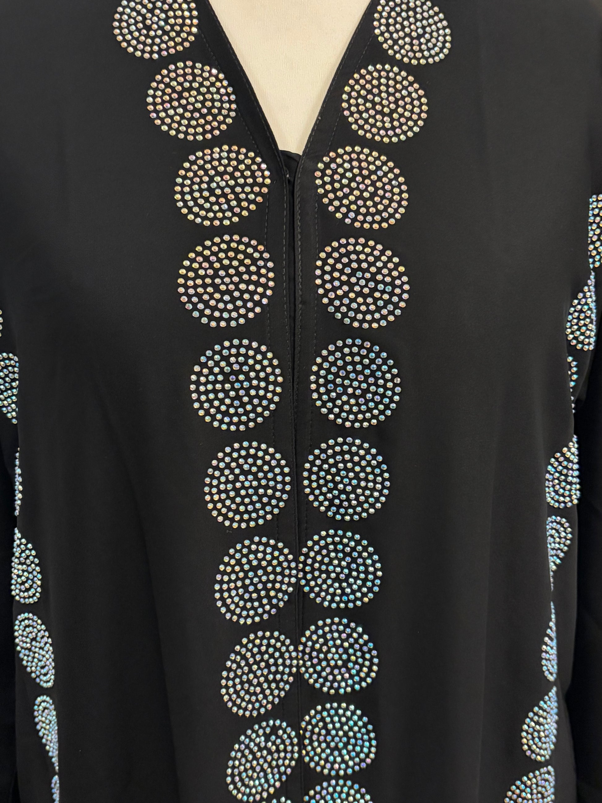 Open Abaya with stones circle desgin