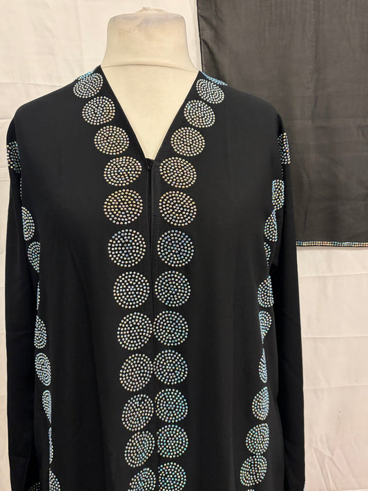 Open Abaya with stones close up
