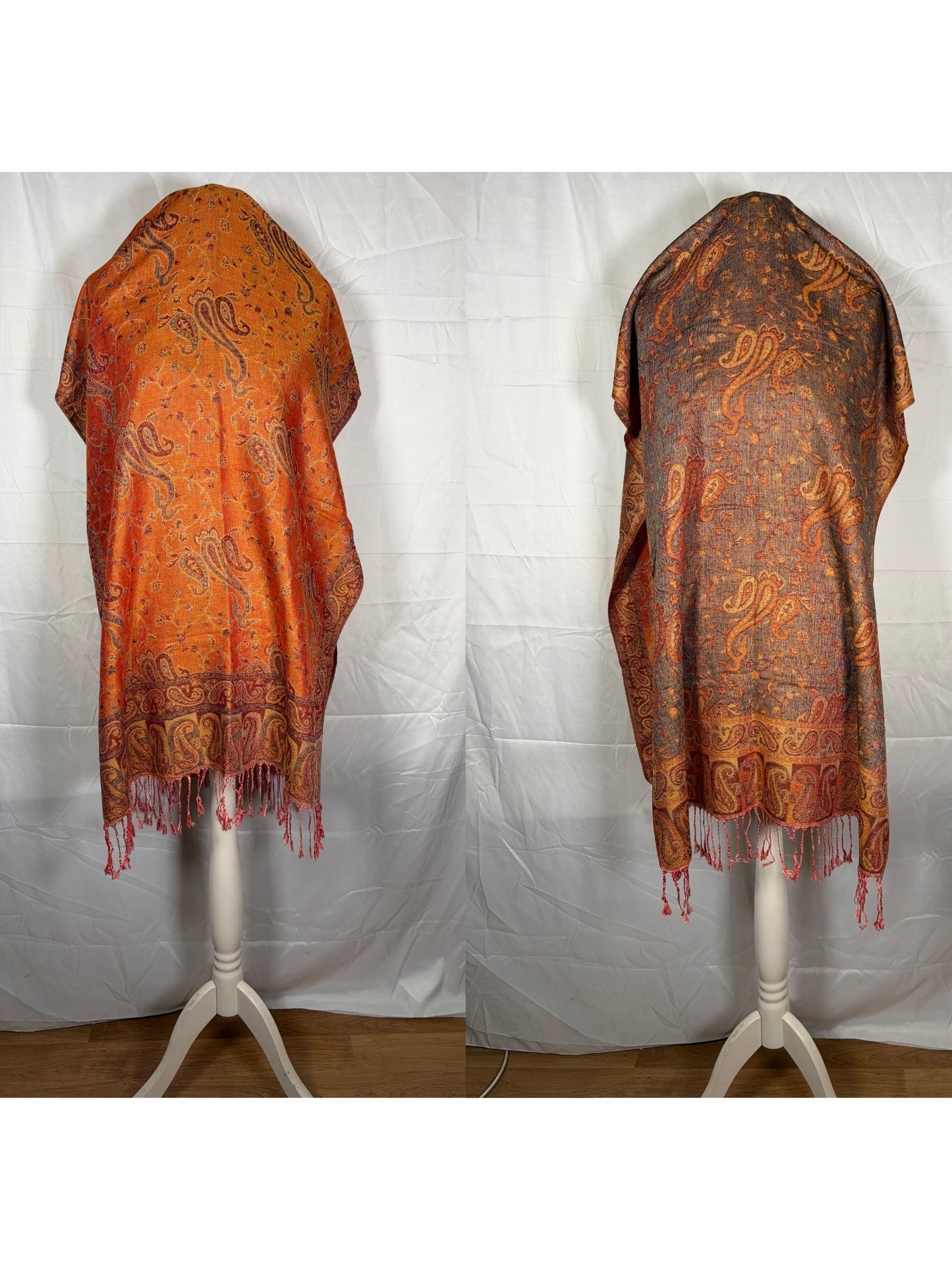Reversible Paisley Cashmere Pashmina Shawl | Warm Tones