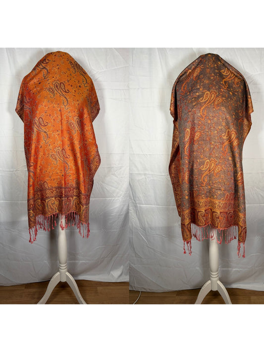 Reversible Paisley Cashmere Pashmina Shawl | Warm Tones