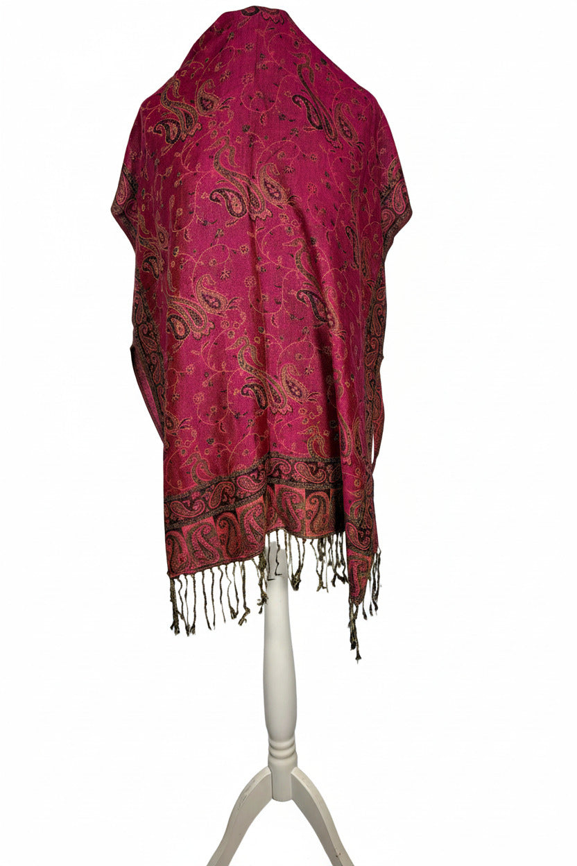 Reversible Paisley Cashmere Pashmina Shawl | Pink Tones