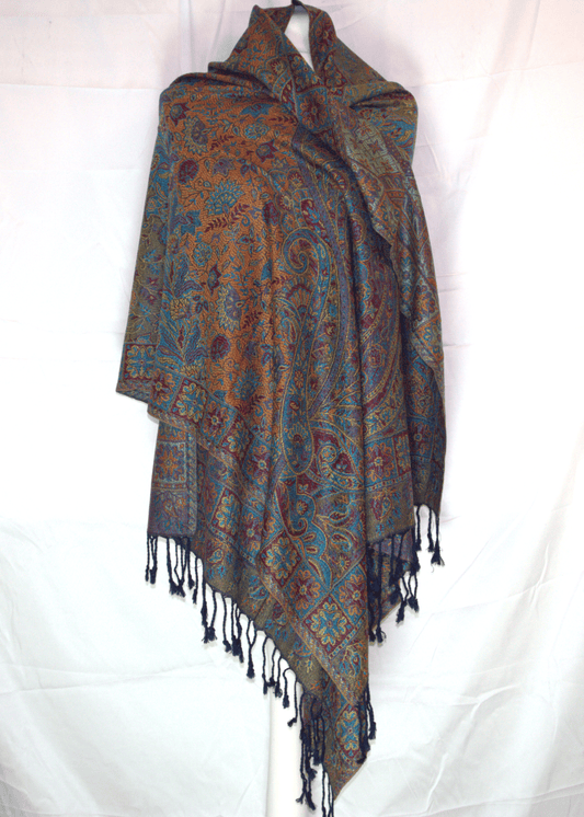 Paisley Pashmina – Midnight Blue & Burnt Gold
