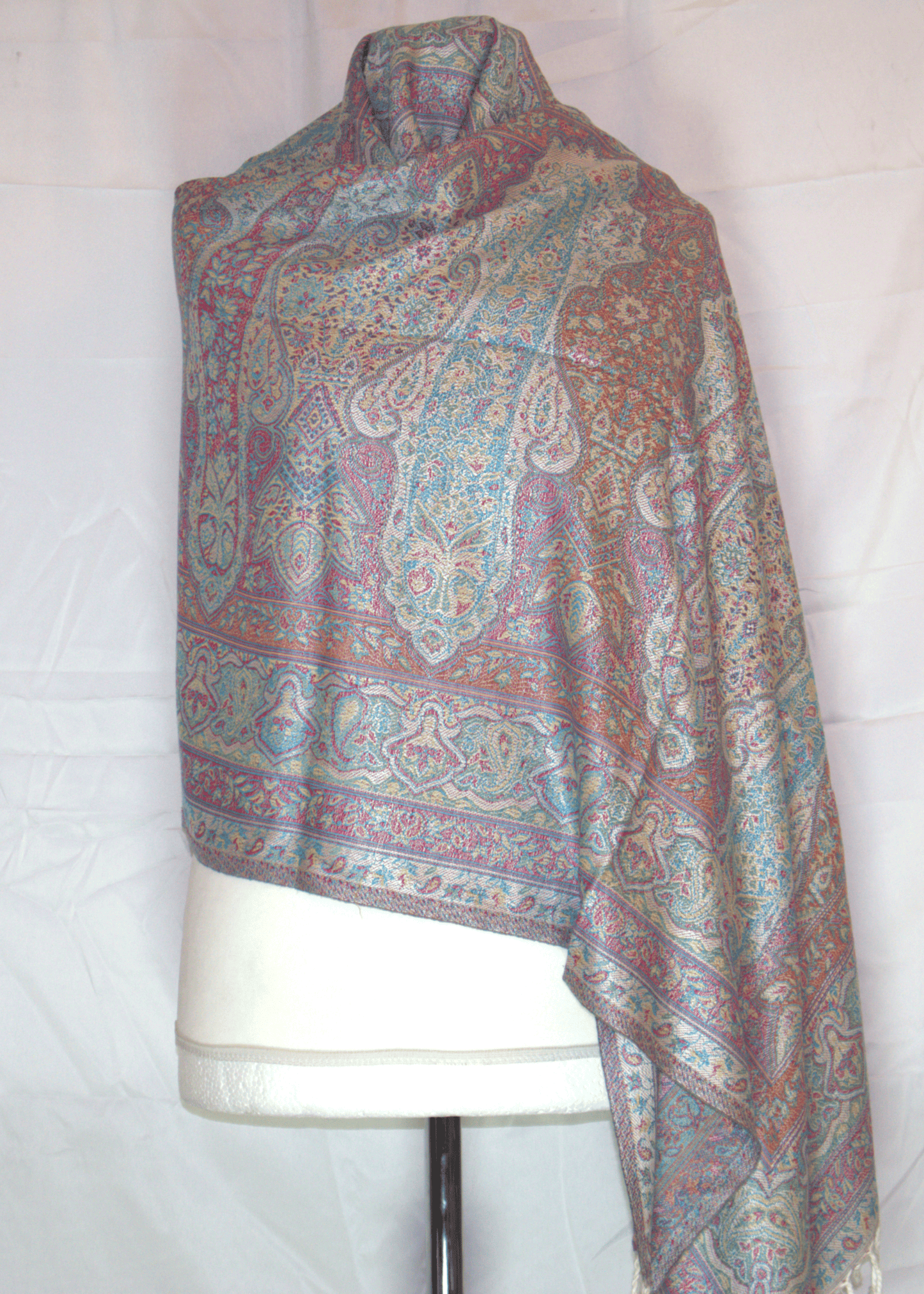 Paisley Pashmina – Light Blue & Pastel Harmony