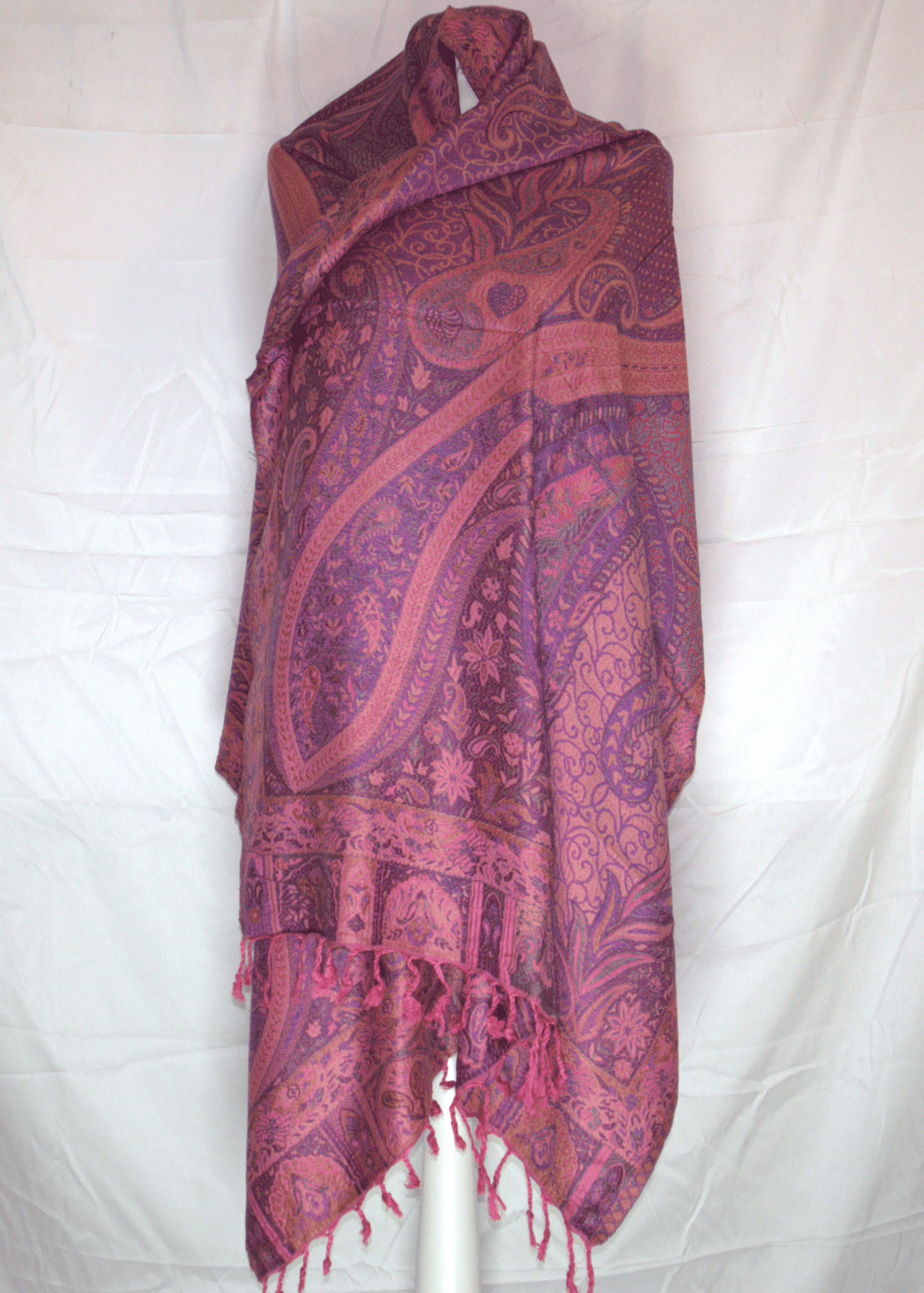 Paisley Pashmina Scarf – Pink & Plum
