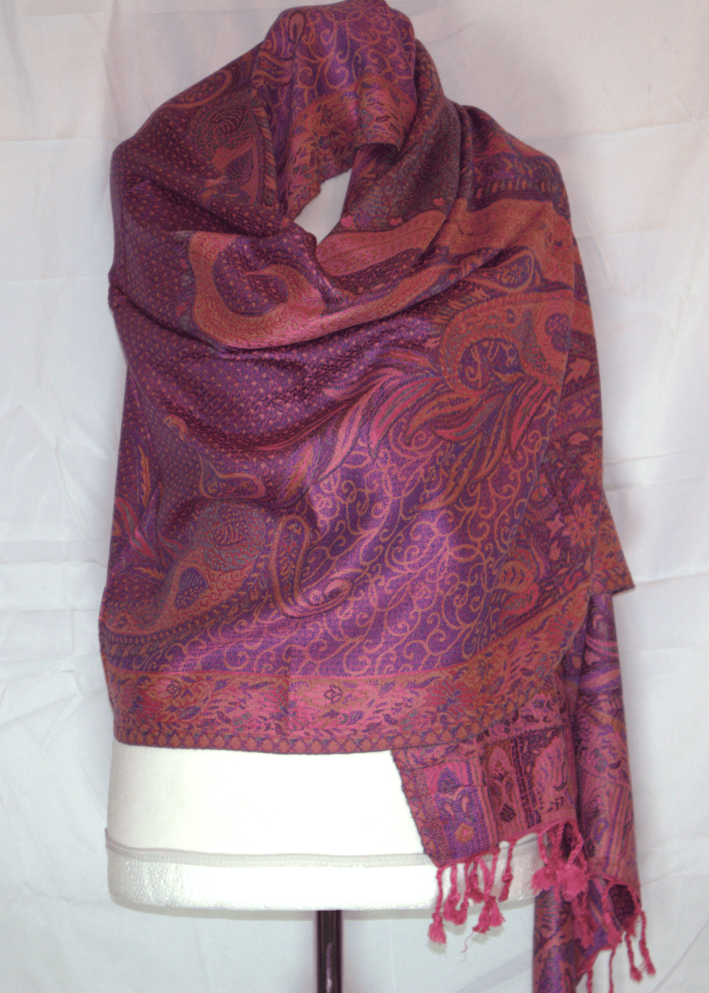 Paisley Pashmina Scarf – Pink & Plum