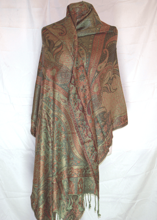 Paisley Pashmina Scarf – Brown Olive Mix