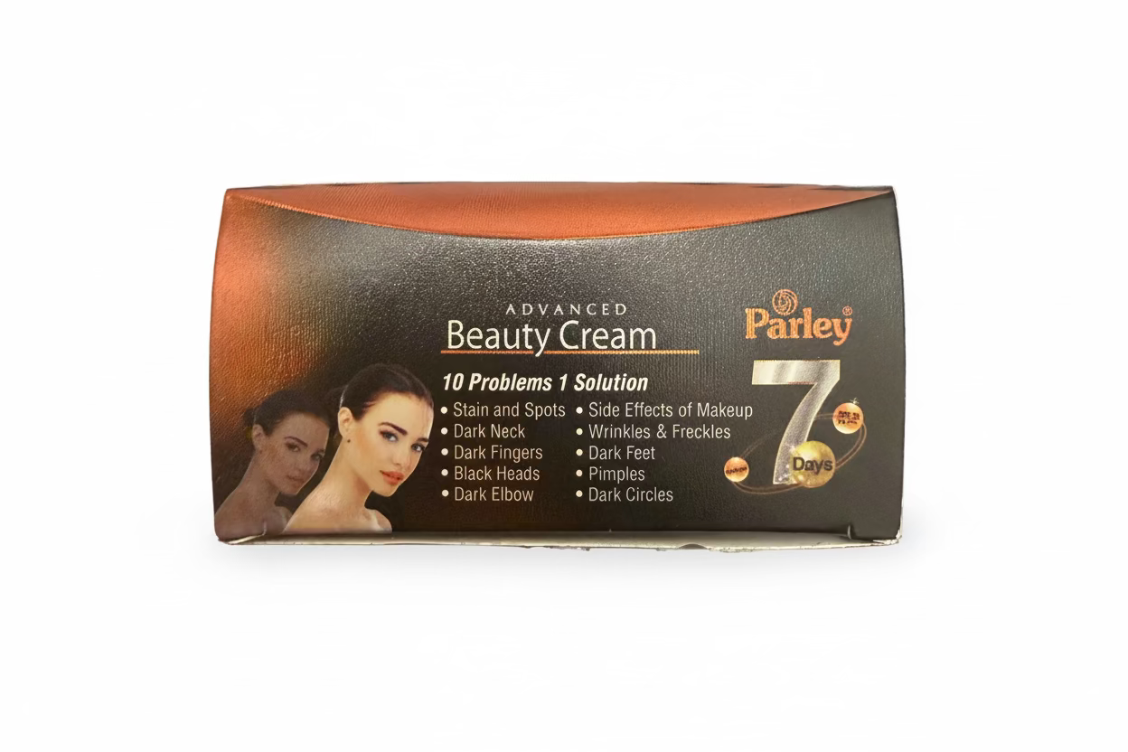 Parley Advanced Beauty Cream packaging with a woman's face on a white background