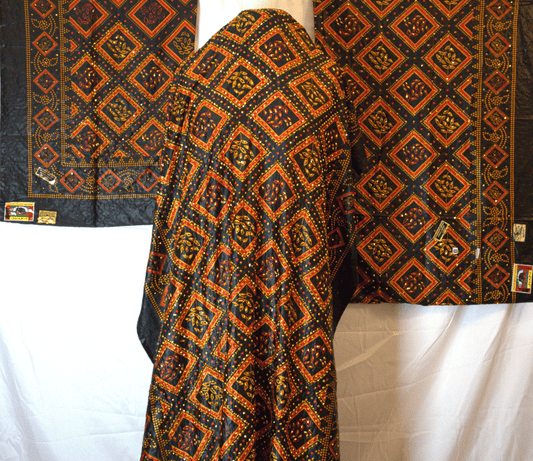 Red & Black Somali Shaash Dirac Fabric