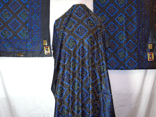 Blue & Black Somali Shaash Dirac Fabric