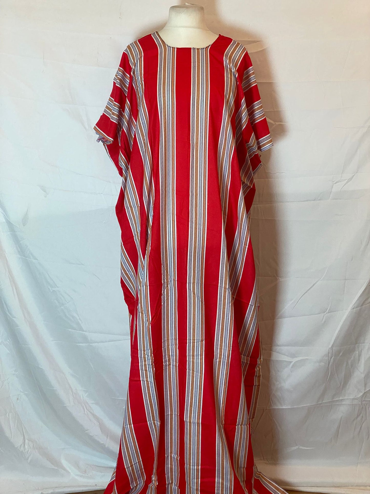 Somali Baati – Red & White Striped Home Dress (Free Size)