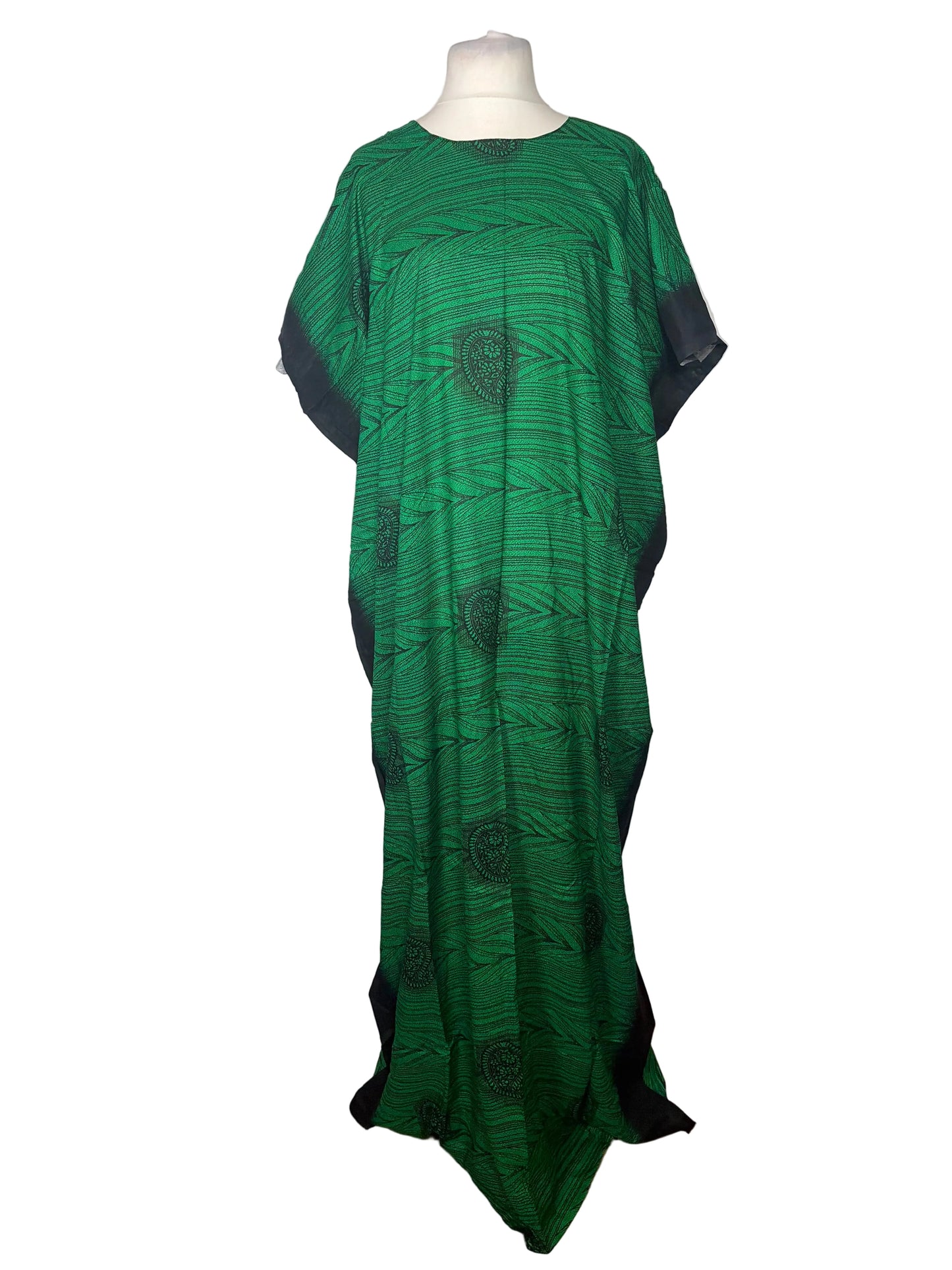 Green textured Somali Baati on a mannequin against a white background