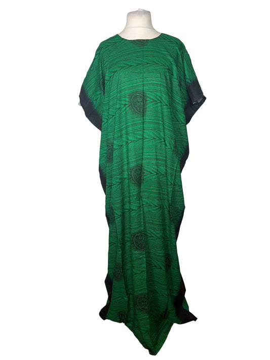 Green textured Somali Baati on a mannequin against a white background