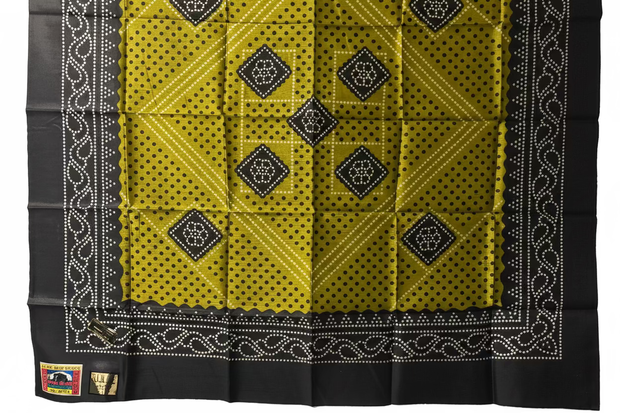 Somali light green and black patterned Shaash on a white background