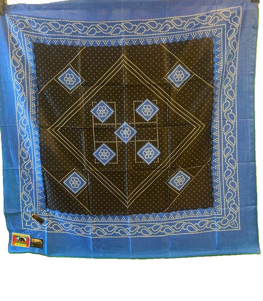 Somali Shaash (Black, White and Blue Silk)