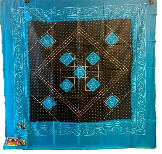 Somali Shaash (Black, White and Light Blue Silk)