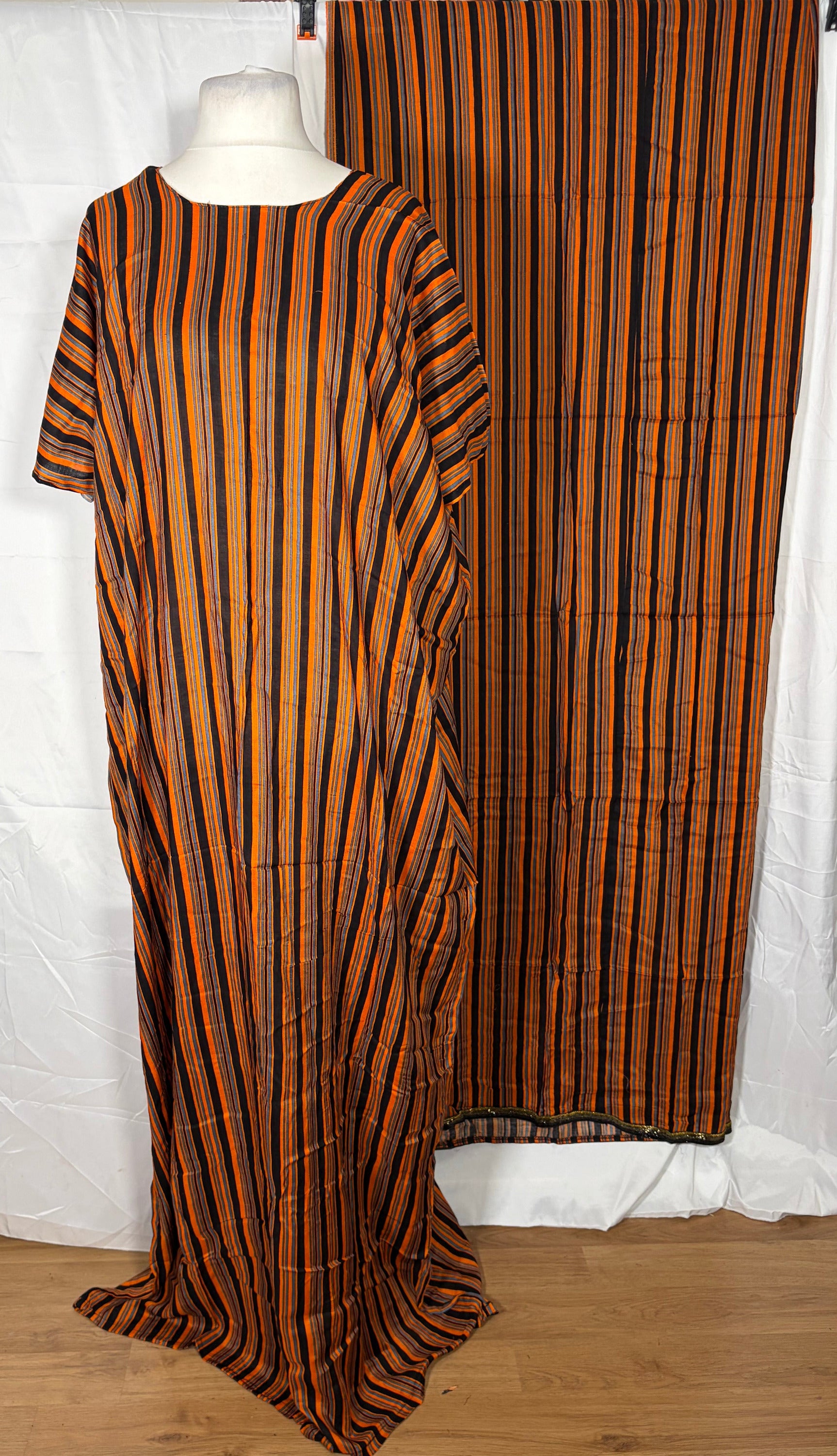 Brown and orange striped Baati 
