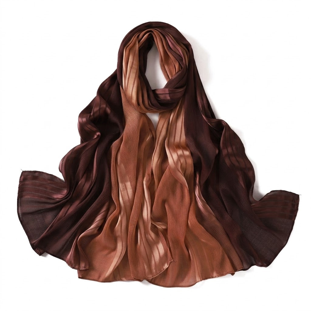 Brown hijab with gradient effect on a white background