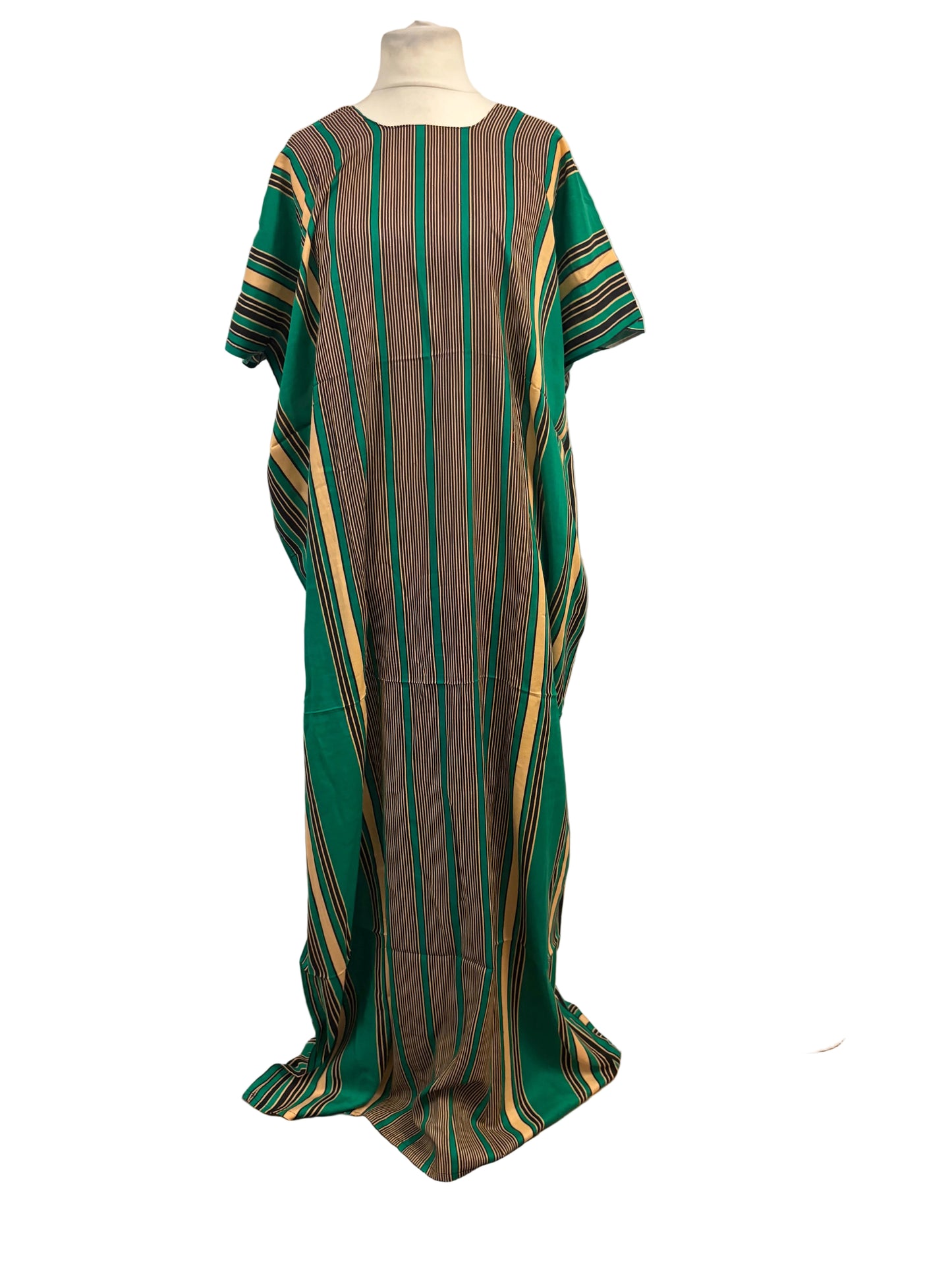 Traditional Somali Striped Baati in black and white vertical stripes — free size kaftan dress