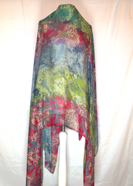 Colorful scarf with abstract pattern on a white background