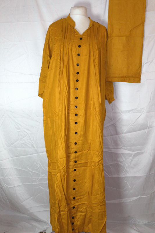 Zahra Button Maxi – Mustard Yellow