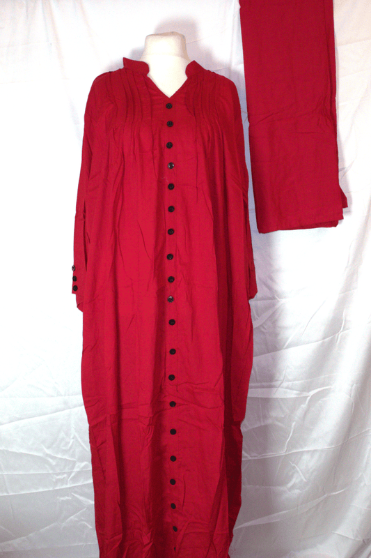 Zahra Button Maxi – Crimson Red