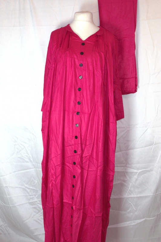 Zahra Button Maxi – Hot Pink