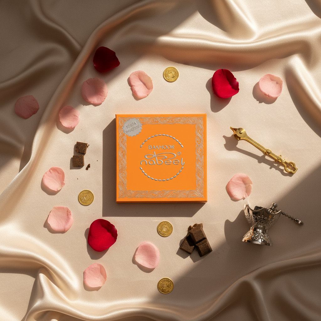 Bakhoor Nabeel Flat Lay Composition