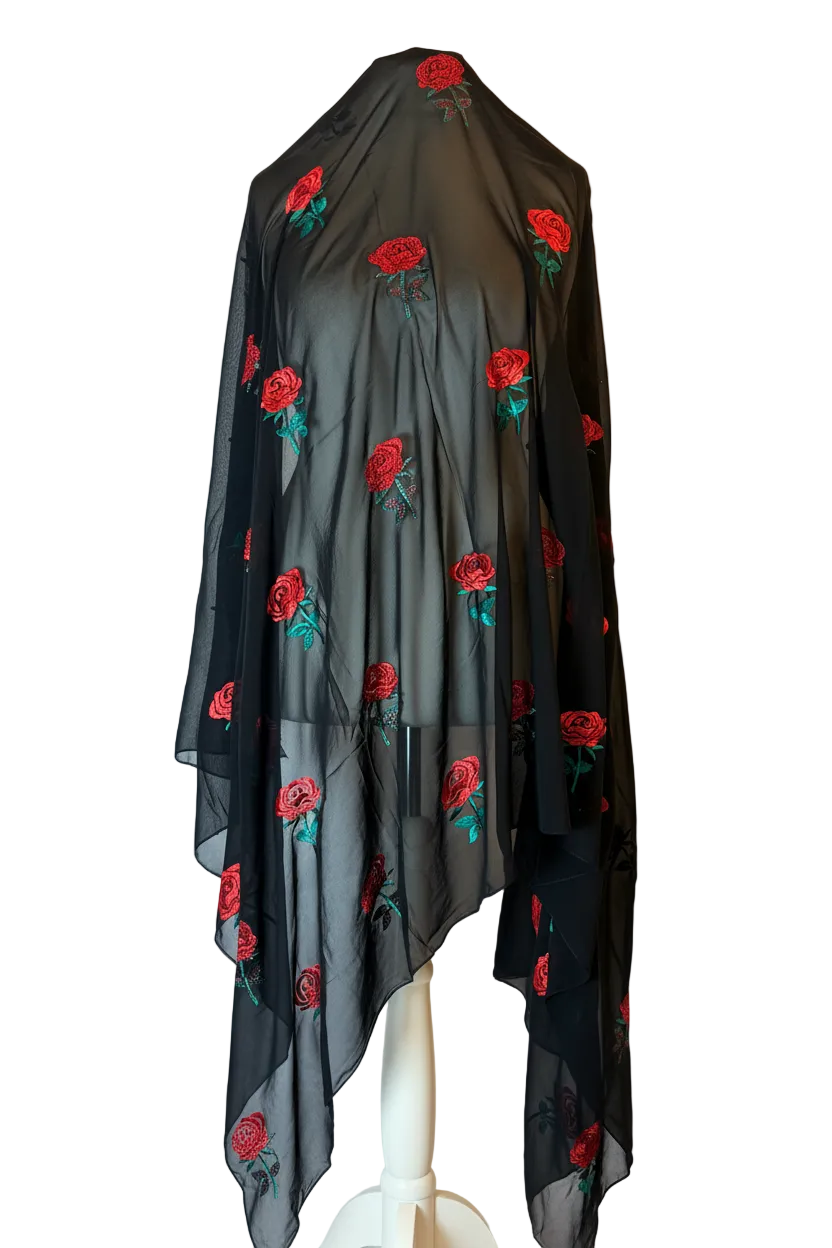 Black Embroidered Rose Garbasaar - Alternative Angle