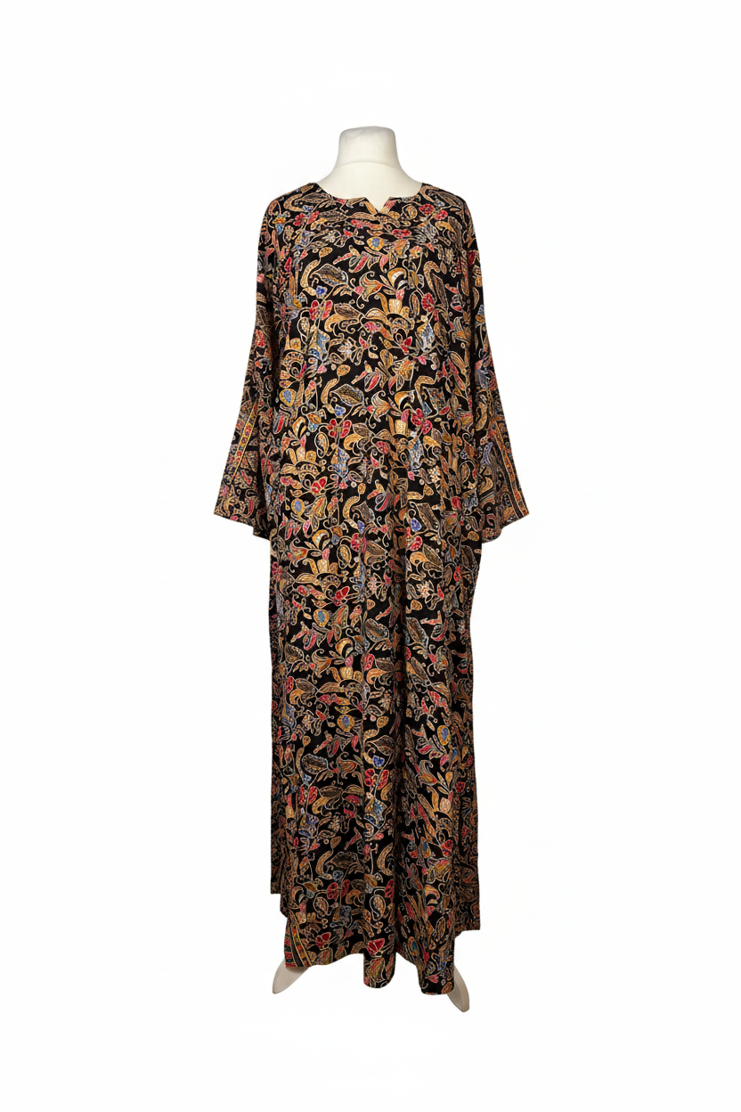 Black Floral Kaftan Front