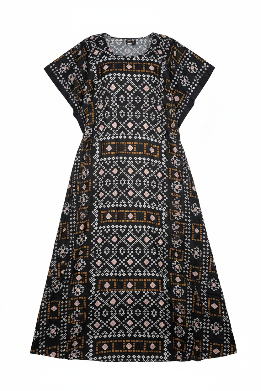 Black Geometric Print Baati - Flat Lay