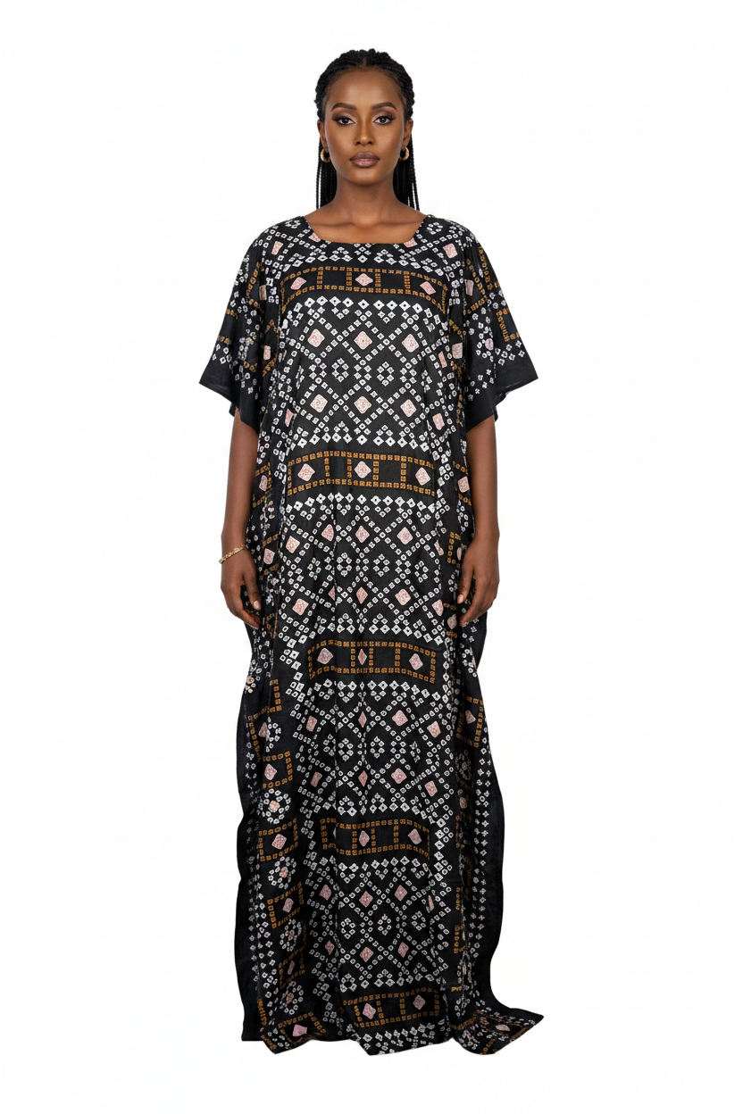Black Geometric Print Baati - Model Shot