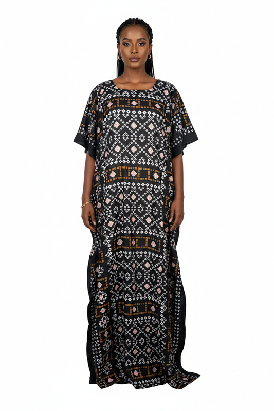 Black Geometric Print Baati - Model Shot
