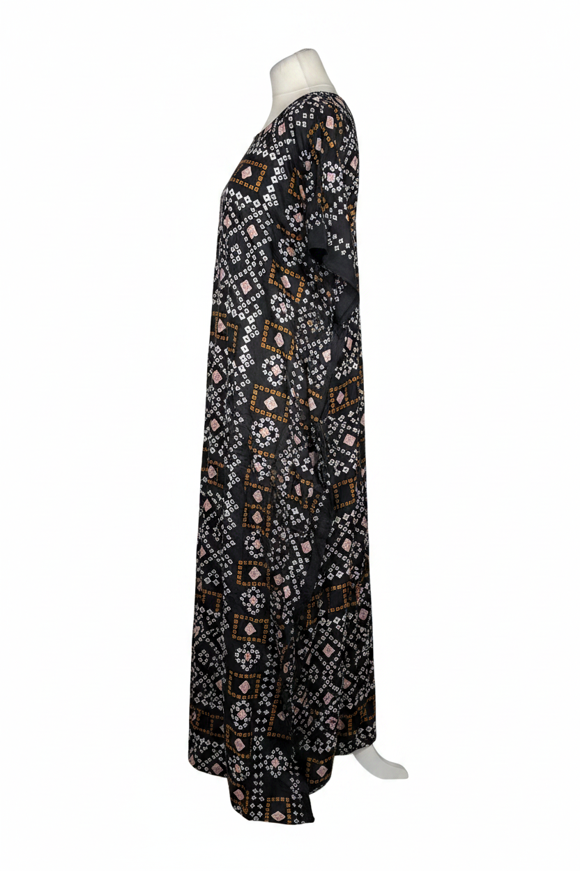 Black Geometric Print Baati - Side Profile