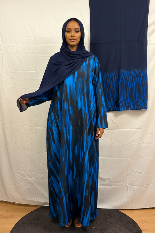 Blue & Black Ikat Baati - Somali Model