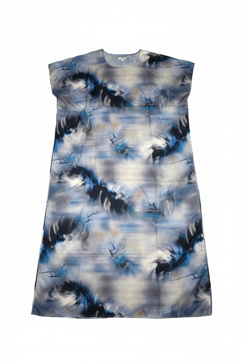 Blue Storm Abstract Print Baati - Flat Lay