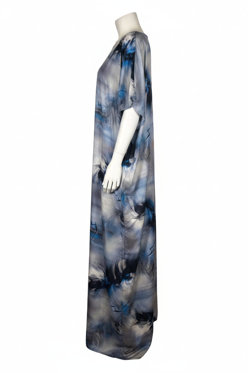 Blue Storm Abstract Print Baati - Side Profile