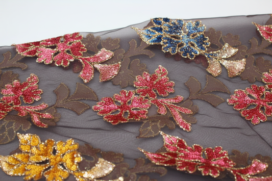 Brown Black Sequin Panel Close-Up