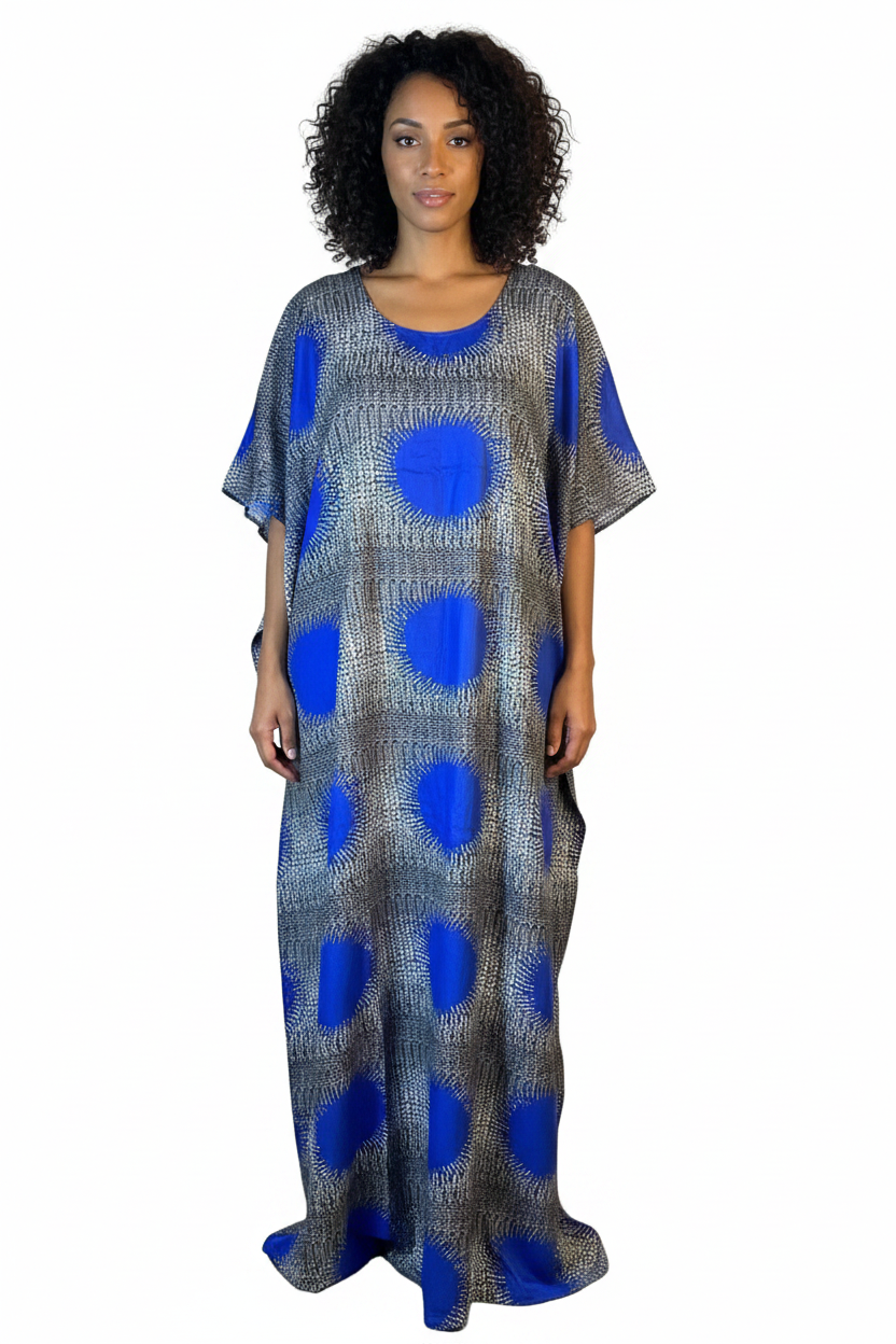 Circle Print Baati Dress — Blue