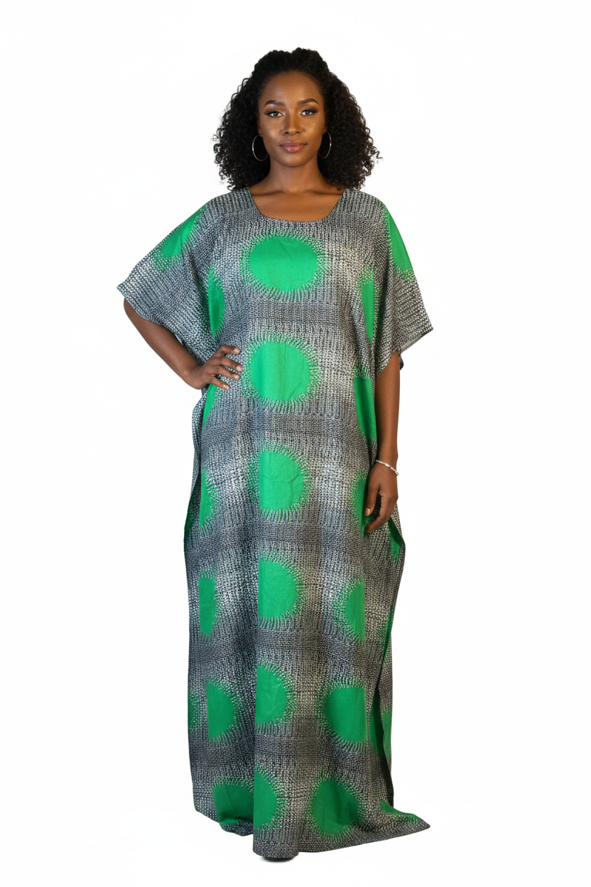 Circle Print Baati Dress — Green