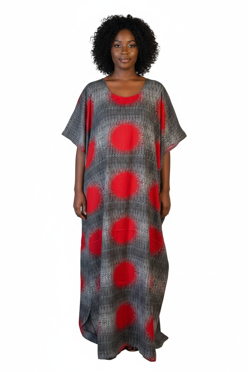 Circle Print Baati Dress — Red
