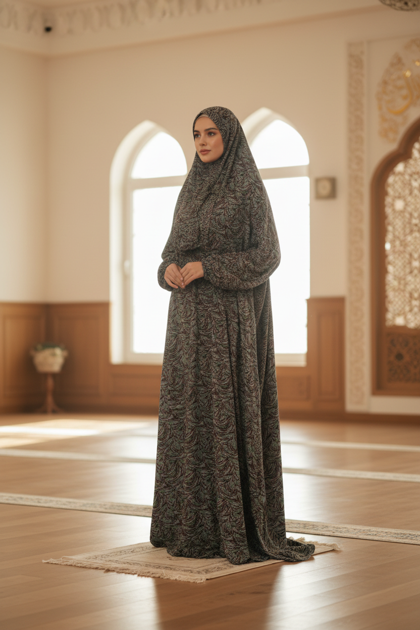 Editorial-style image of prayer dress