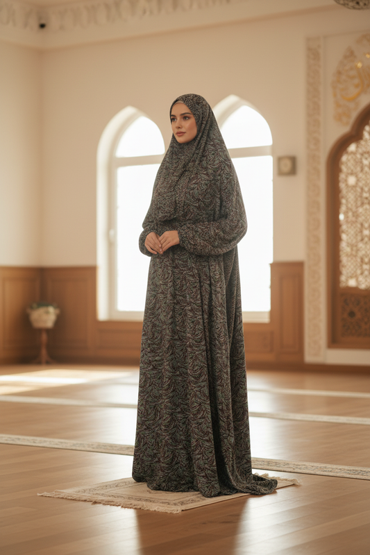 Editorial-style image of prayer dress