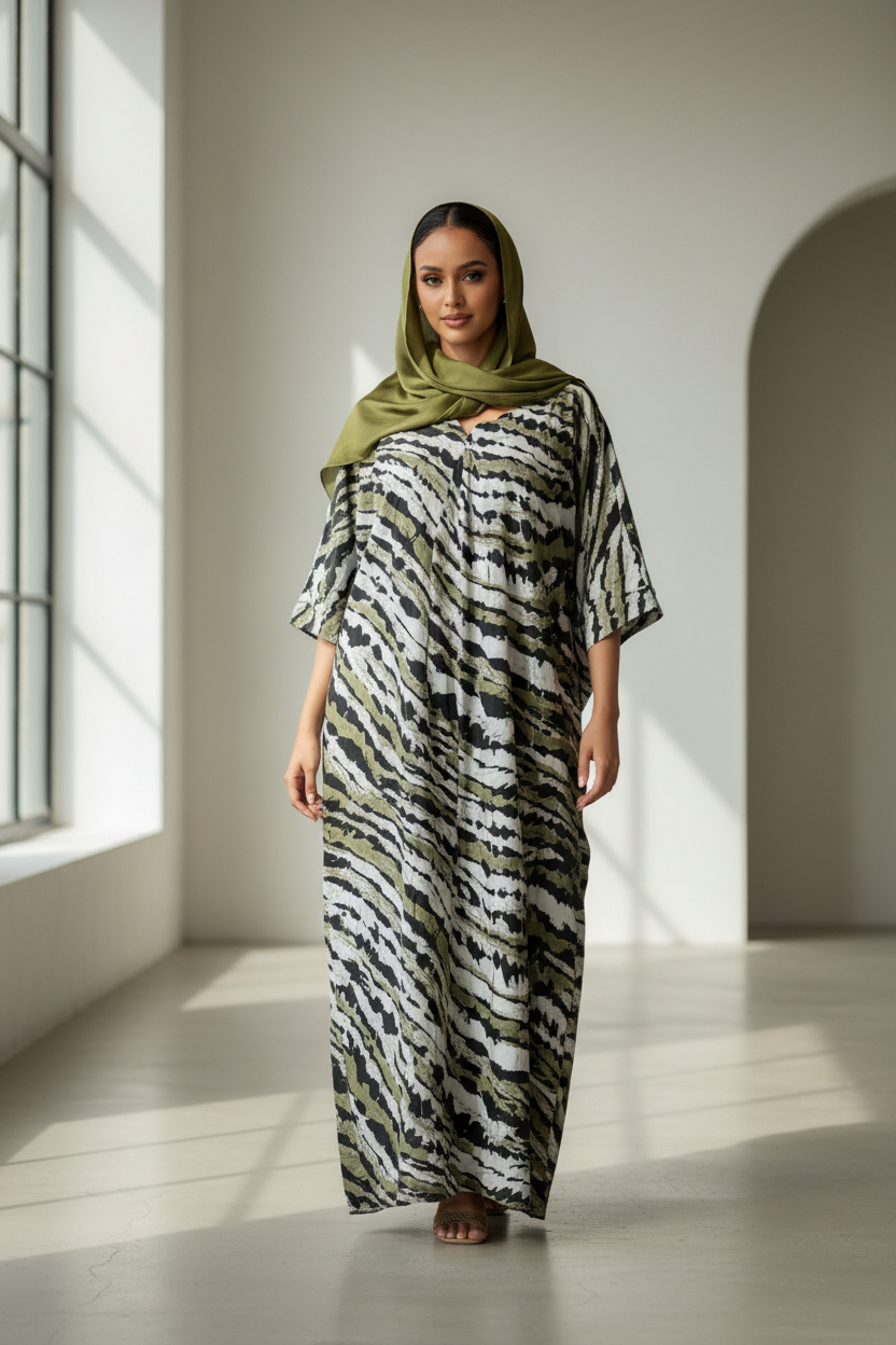 Full body shot - Somali model in zebra print dress