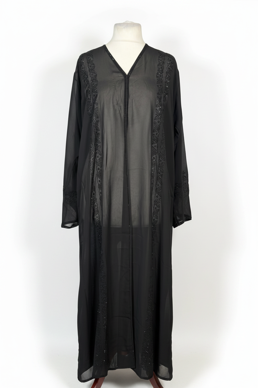 Full-length front view Open abaya diracfashion