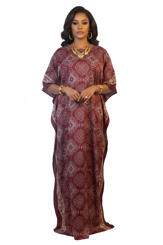 Geometric Medallion Baati – Burgundy Model