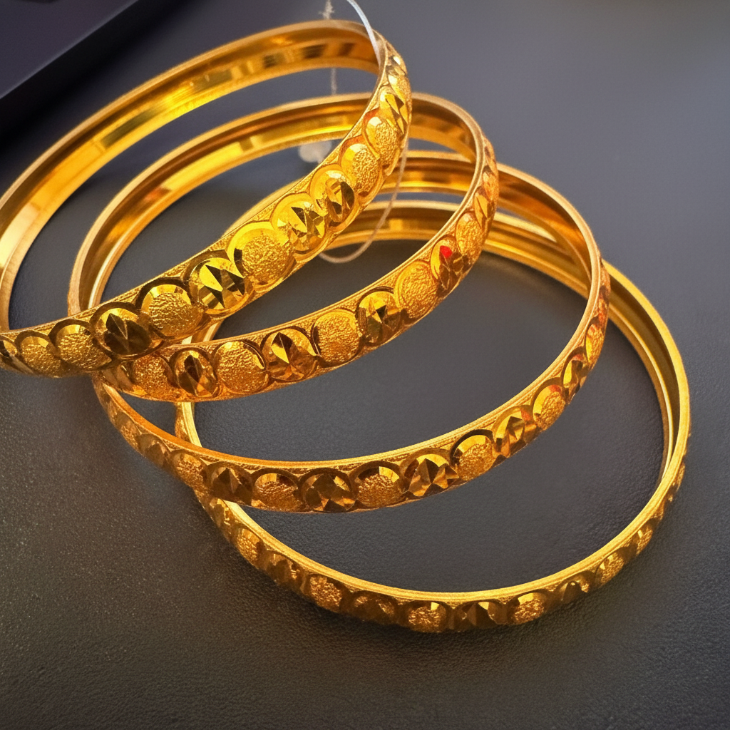 Buy Traditional Gold Bangles Set of 4 - Coin Medallion Design | Dirac ...