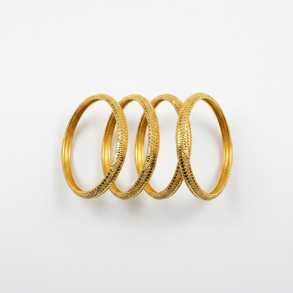 Gold Bangles Flat Lay