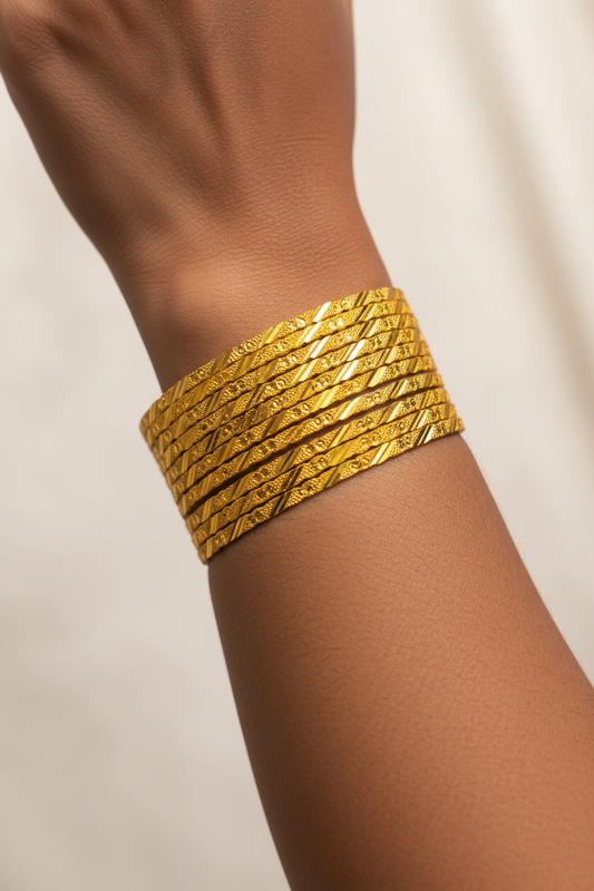 Gold Bangles On Wrist