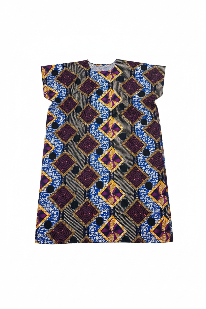 Purple & Blue African Wax Print Baati